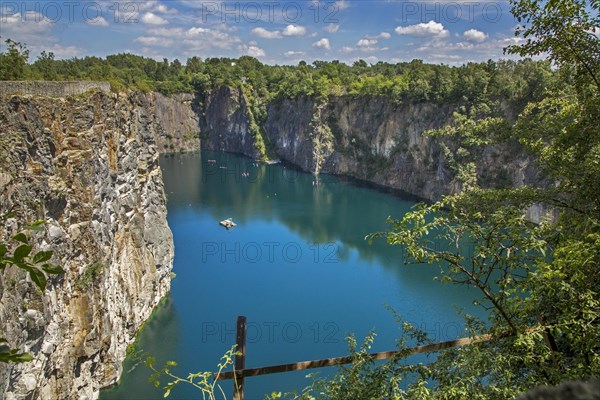 Old porphyry quarry Carriere De Cosyns, now a dive spot in Belgium, Lessines, Lessen, Hainaut, Belgium, Europe