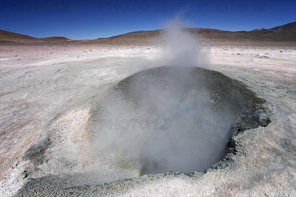Fumarole in geothermal field Sol de Manana, Altiplano, Bolivia, South America