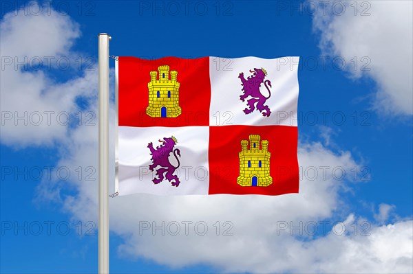 The flag of Castile, Leon, Spain, Europe, Studio, Europe