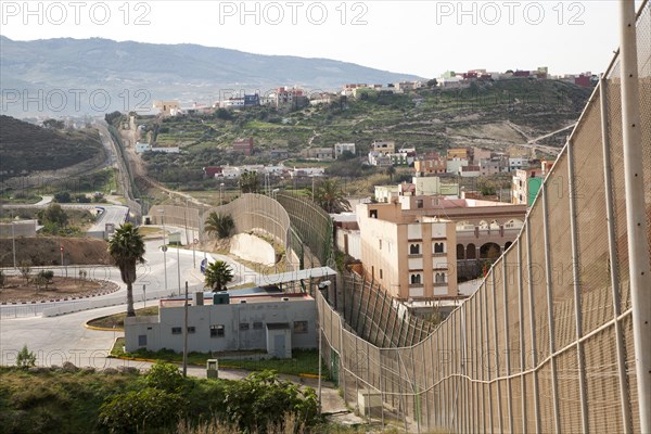 High security fences separate the Spanish exclave of Melilla, Spain from Morocco, north Africa, January 2015