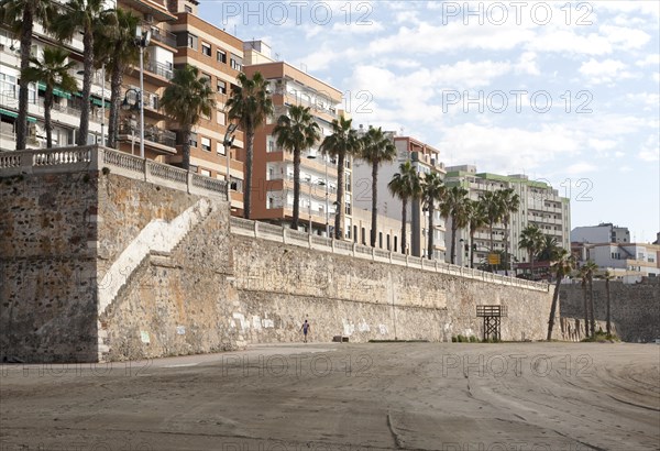 Sandy beach Calle Independencia, Ceuta, Spanish territory in north Africa, Spain, Europe