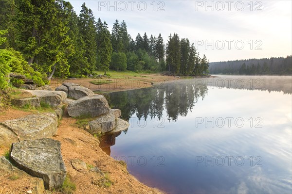 Oderteich, historic reservoir near Sankt Andreasberg in the Upper Harz National Park, Lower Saxony, Germany, Europe