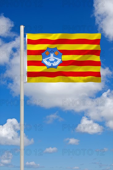 The flag of Menorca, Island, Balearic Islands, Spain, Europe, EU, Studio, Europe