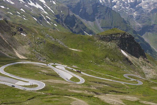 Serpentine curves on the Grossglockner High Alpine Road, Grossglockner-Hochalpenstrasse, scenic route in Salzburg, Austria, Europe