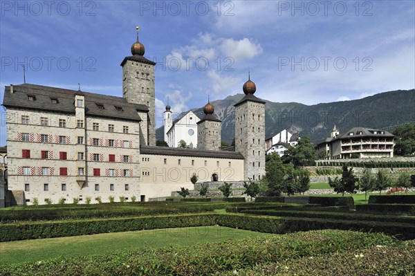 The Stockalper Palace, Stockalperpalast, castle at Brig, Brig-Glis in the Swiss Alps, Valais, Wallis, Switzerland, Europe