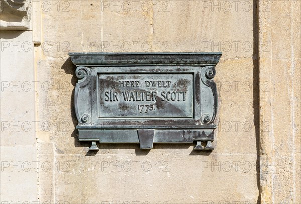 Here dwelt Sir Walter Scott 1775, South Parade, Bath, Somerset, England, UK