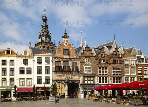 Historic buildings Saint Stephen's church tower, Grote Markt, Nijmegen, Gelderland, Netherlands