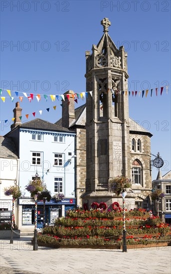 War memorial in market square, Launceston, Cornwall, England, UK