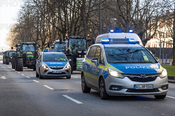 Around 600 farmers drove to the festival hall in Frankfurt am Main on 11 January 2024 as part of the rally organised by the Wetterau-Frankfurt Regional Farmers' Association to protest against the agricultural policy of the so-called traffic light government, in particular the cancellation of subsidies, festival hall, Frankfurt am Main, Hesse, Germany, Europe