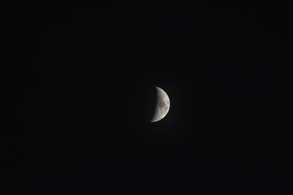 Waxing moon, crescent moon in the night sky, Munich, Bavaria, Germany, Europe