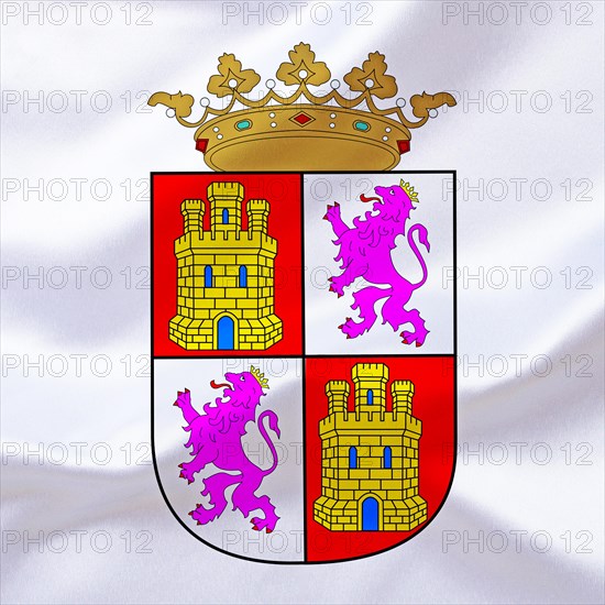 The coat of arms of Castile-Leon, Spain, Europe, EU, Studio, Europe