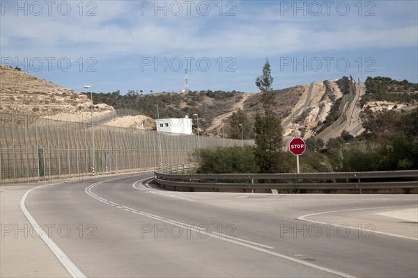 High security fences separate the Spanish exclave of Melilla, Spain from Morocco, north Africa, January 2015