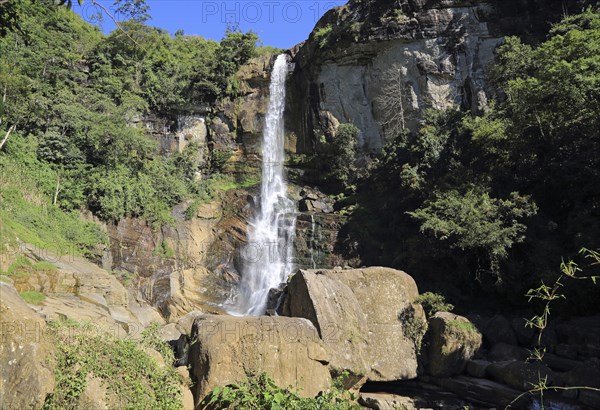 Waterfalls on Ramboda Oya river, Ramboda, Nuwara Eliya, Central Province, Sri Lanka, Asia