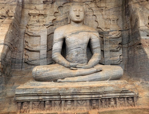 Seated Buddha figure, Gal Viharaya, UNESCO World Heritage Site, the ancient city of Polonnaruwa, Sri Lanka, Asia