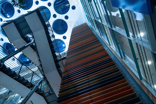 Modern interior design with an eye-catching staircase and unique design elements, Pforzheim, Germany, Europe