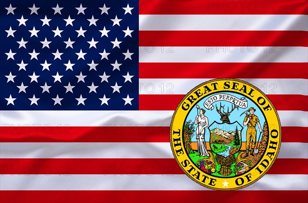 The flag of the USA with the coat of arms of Idaho, Studio