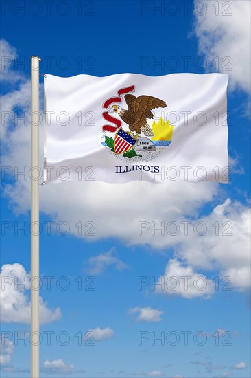 The flag of Illinois, Lake, Michigan, Chicago, state in the Midwest of the USA, capital is Chicago, Studio