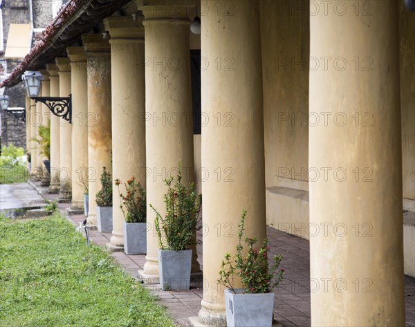 Columns pillars of colonial building in historic town of Galle, Sri Lanka, Asia