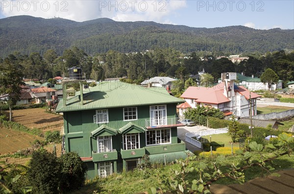 View over the town of Nuwara Eliya, Central Province, Sri Lanka, Asia