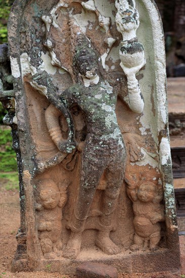 UNESCO World Heritage Site, ancient city Polonnaruwa, Sri Lanka, Asia, stone carving figures, Lankatilaka building, Alahana Pirivena complex, Asia