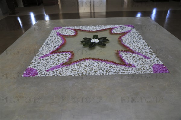 Frangipani petals design in lobby of Amaya Beach Resort and Spa hotel, Pasikudah Bay, Eastern Province, Sri Lanka, Asia
