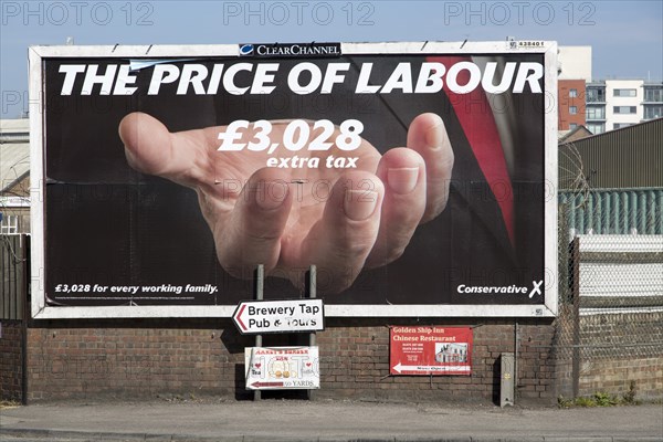 Conservative party election poster May 2015, Ipswich, Suffolk, England, UK