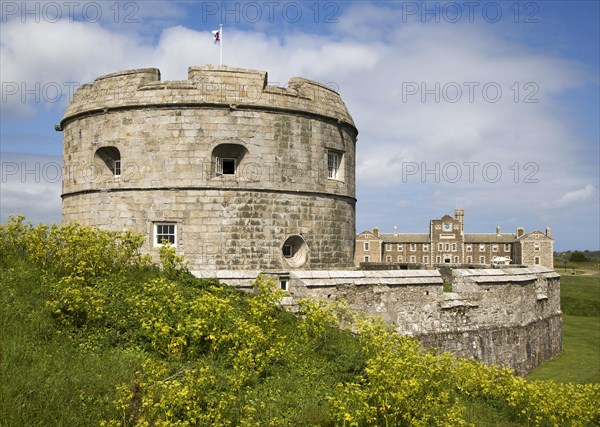 Historic buildings at Pendennis Castle, Falmouth, Cornwall, England, UK