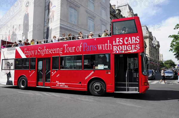 Sightseeing tour by open-top bus, Paris, France, Europe