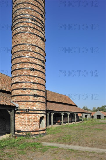 Chimney of ring oven, kiln at brickworks, Boom, Belgium, Europe
