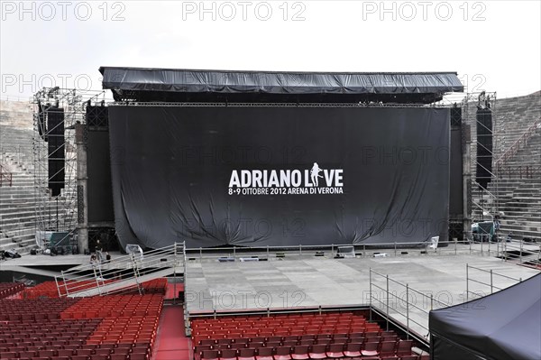 Stage, seating in the Arena di Verona, Verona, Veneto, Italy, Europe