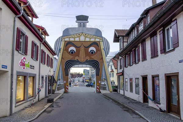 Large Goleztor gate in Donaustrasse at the entrance to Riedlingen town centre, Riedlingen an der Donau, Baden-Wuerttemberg, Germany, Europe