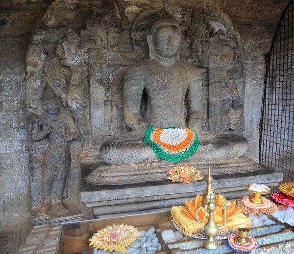 Seated Buddha figure, Gal Viharaya, UNESCO World Heritage Site, the ancient city of Polonnaruwa, Sri Lanka, Asia