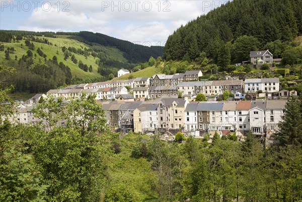 Terraced houses in Blaengwynfi, Neath Port Talbot area, South Wales, UK