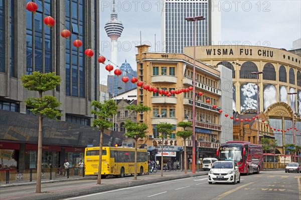 City center of Kuala Lumpur with the Menara tower and Wisma Fui Chiu department store near Chinatown, Jalan Petaling, Malaysia, Asia