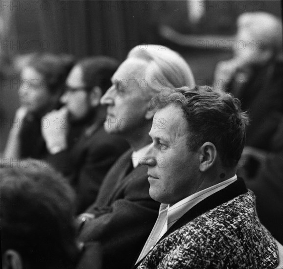 DEU, Germany, Dortmund: Personalities from politics, business and culture from the years 1965-71. Ruhr area. Conference of writers 65 Max von der Gruen. (front), Europe