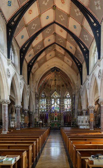 Interior of Roman catholic church of Saint John the Evangelist, Bath, north east Somerset, England, UK