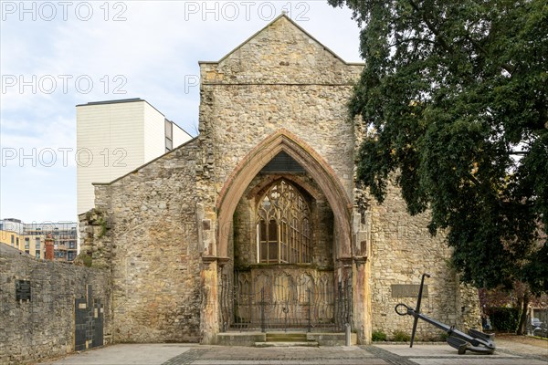Ruins of Holyrood Church, Southampton, Hampshire, England, UK bombed during World War 2