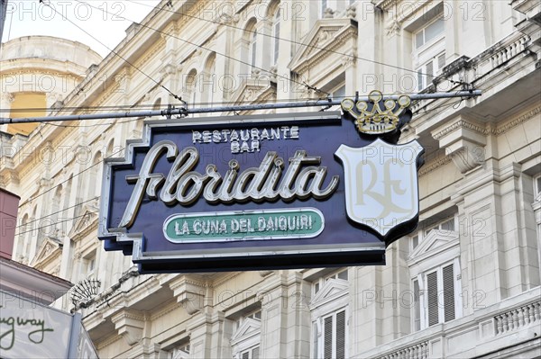 Floridita, Entrance sign, Bar, Havana, Cuba, Greater Antilles, Caribbean, Central America