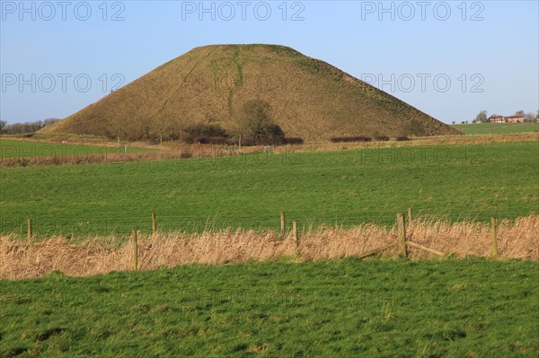 Silbury Hill neolithic site Wiltshire, England, UK is the largest manmade prehistoric structure in Europe