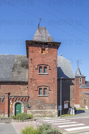 Ferme castrale of Hermalle-sous-Huy, 17th century old farm of the castle of Hermalle at Engis, province of Liege, Belgian Ardennes, Wallonia, Belgium, Europe