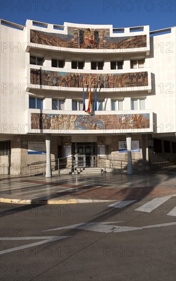 Government office with history mural Melilla autonomous city state Spanish territory in north Africa, Spain, Europe