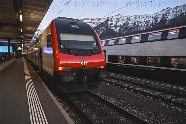 Railcar SBB Interlaken Ost station, Switzerland, Europe