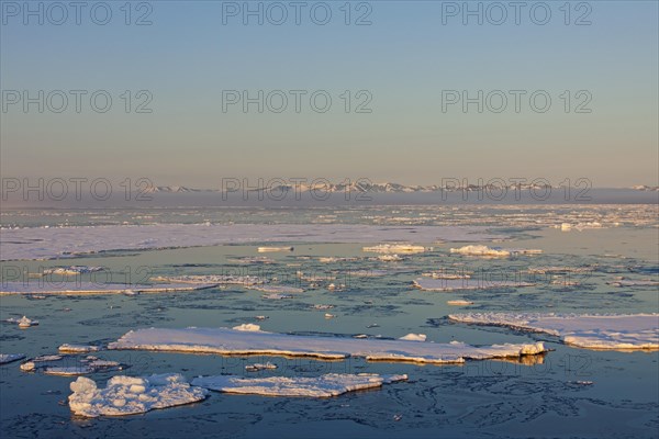 Pack ice in the Hinlopenstretet, Hinlopenstreet, strait between Spitsbergen and Nordaustlandet in Svalbard, Norway, Europe