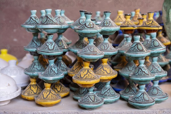 Handmade ceramic products in a pottery, Tajine, Tamegroute, Morocco, Africa