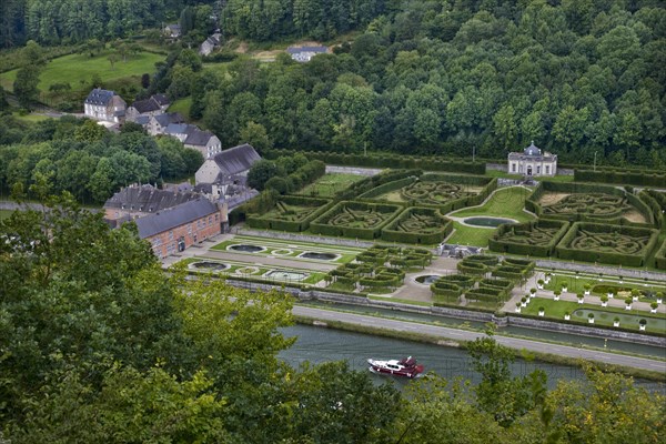 Castle of Freyr and gardens along the river Meuse at Hastiere, Namur, Belgium, Europe