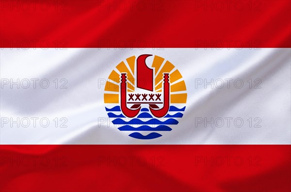 The flag of Tahiti, island in French Polynesia, South Seas, Studio