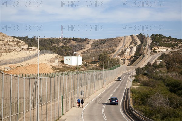 High security fences separate the Spanish exclave of Melilla, Spain from Morocco, north Africa, January 2015