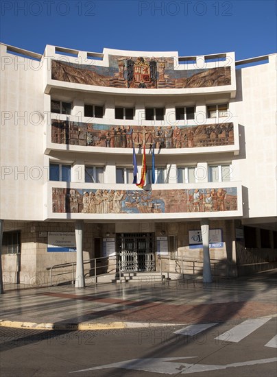 Government office with history mural Melilla autonomous city state Spanish territory in north Africa, Spain, Europe