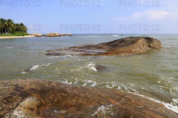 Ocean and sandy tropical beach at Pasikudah Bay, Eastern Province, Sri Lanka, Asia