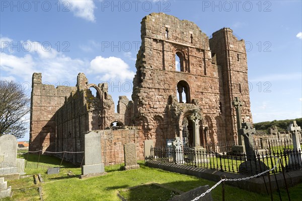 Ruins of Lindisfarne Priory, Holy Island, Northumberland, England, UK